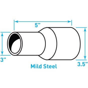 Truck Exhaust Expanded Adaptor, Mild Steel - 3" / 3.5" Outside Diameter